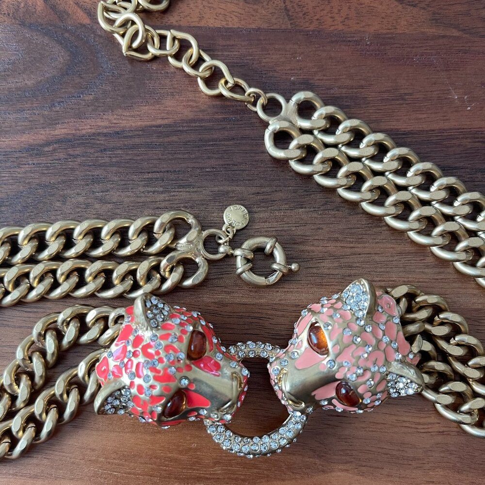 Vintage J Crew Leopard Maximalist Gold Necklace